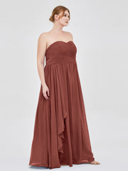 Sweetheart Neck Empire Chiffon Bridemsiad Gown Terracotta