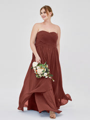 Sweetheart Neck Empire Chiffon Bridemsiad Gown Terracotta Plus Size