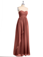 Sweetheart Neck Empire Chiffon Bridemsiad Gown Terracotta