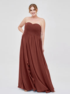 Sweetheart Neck Empire Chiffon Bridemsiad Gown Terracotta