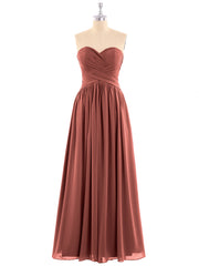 Chiffon Bridesmaid Dresses Cross Pleated Bodice Terracotta Plus Size