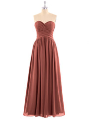 Chiffon Bridesmaid Dresses Cross Pleated Bodice Terracotta