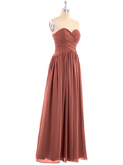 Chiffon Bridesmaid Dresses Cross Pleated Bodice Terracotta