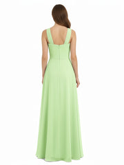 Cross Shoulder Strap Chiffon Dress with Empire Waist Sage