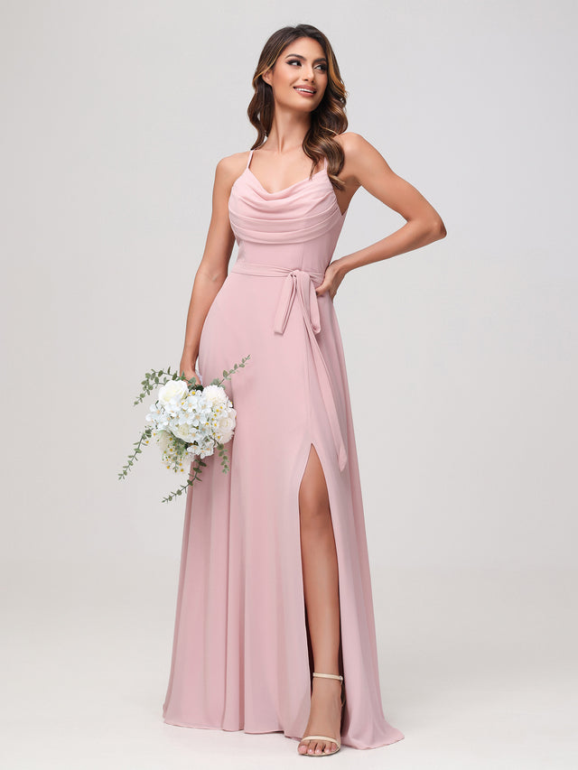 Chiffon Bridesmaid Dresses with Lace Cap Sleeves Cabernet