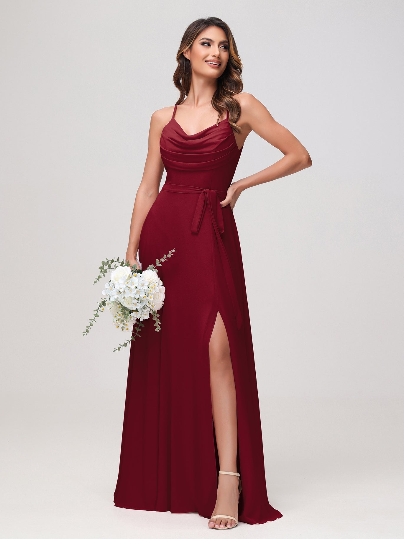Burgundy Bridesmaid Dresses - For Fall Winter Weddings BABARONI Burgundy Bridesmaid Dresses - For Fall Winter Weddings BABARONI