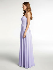 Strapless Sweetheart Neck Long Chiffon Bridesmaid Dresses Lilac