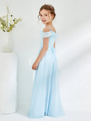 Off-the-shoulder Chiffon A-line Junior Bridesmaid Dresses Sky Blue
