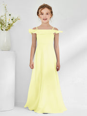 Off-the-shoulder Chiffon A-line Junior Bridesmaid Dresses Daffodil