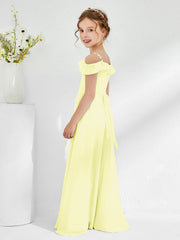 Off-the-shoulder Chiffon A-line Junior Bridesmaid Dresses Daffodil