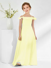 Off-the-shoulder Chiffon A-line Junior Bridesmaid Dresses Daffodil