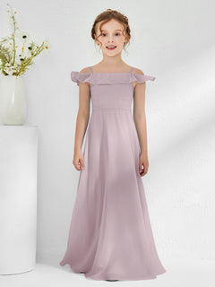 Off-the-shoulder Chiffon A-line Junior Bridesmaid Dresses Dusk