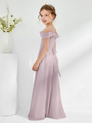 Off-the-shoulder Chiffon A-line Junior Bridesmaid Dresses Dusk