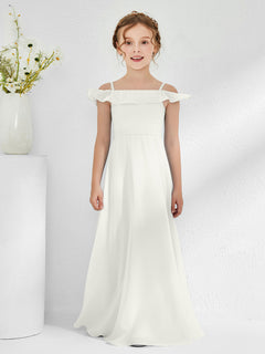 Off-the-shoulder Chiffon A-line Junior Bridesmaid Dresses Ivory