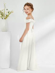 Off-the-shoulder Chiffon A-line Junior Bridesmaid Dresses Ivory