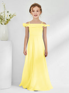 Off-the-shoulder Chiffon A-line Junior Bridesmaid Dresses Lemon