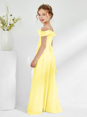 Off-the-shoulder Chiffon A-line Junior Bridesmaid Dresses Lemon