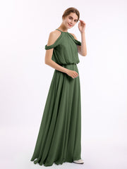 Halter Off the Shoulder Dress with blouson bodice Olive Green Plus Size