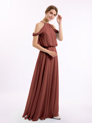Halter Off the Shoulder Dress with blouson bodice Terracotta Plus Size