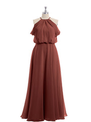 Halter Off the Shoulder Dress with blouson bodice Terracotta Plus Size