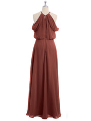 Halter Off the Shoulder Dress with blouson bodice Terracotta Plus Size