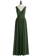 Double Beaded Strap Chiffon Dress with V Neck Olive Green Plus Size