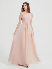 One Shoulder Dresses with Pleated Bodice Pearl Pink