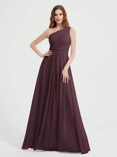 One Shoulder Dresses with Pleated Bodice Cabernet Plus Size