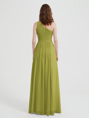 One Shoulder Dresses with Pleated Bodice Clover