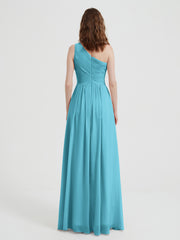 One Shoulder Dresses with Pleated Bodice Pool