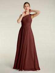 One Shoulder Dresses with Pleated Bodice Terracotta Plus Size