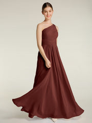 One Shoulder Dresses with Pleated Bodice Terracotta Plus Size