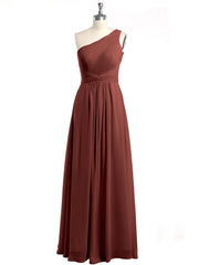 One Shoulder Dresses with Pleated Bodice Terracotta Plus Size