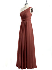 One Shoulder Dresses with Pleated Bodice Terracotta Plus Size