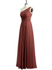 One Shoulder Dresses with Pleated Bodice Terracotta