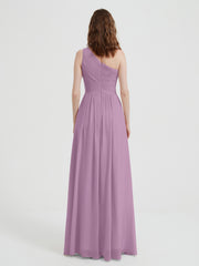One Shoulder Dresses with Pleated Bodice Wisteria