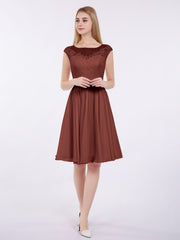Chiffon and Lace Short Bridesmaid Gown Terracotta Plus Size