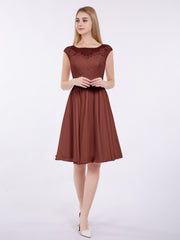 Chiffon and Lace Short Bridesmaid Gown Terracotta