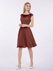Chiffon and Lace Short Bridesmaid Gown Terracotta Plus Size