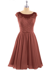 Chiffon and Lace Short Bridesmaid Gown Terracotta Plus Size