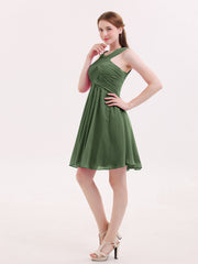 olive green short bridesmaid dresses BABARONI BABARONI Chiffon Olive Green Bridesmaid Dresses Grecian Short/Mini Backless Sleeveless Belt A-line, Olive Green / US18