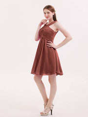 Cross Front Empire Waist Short Bridesmaid Dress Terracotta Plus Size