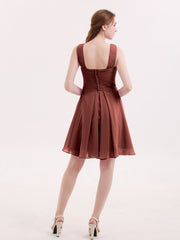 Cross Front Empire Waist Short Bridesmaid Dress Terracotta Plus Size