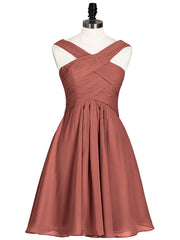 Cross Front Empire Waist Short Bridesmaid Dress Terracotta Plus Size