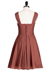 Cross Front Empire Waist Short Bridesmaid Dress Terracotta