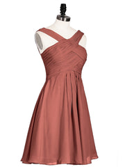 Cross Front Empire Waist Short Bridesmaid Dress Terracotta