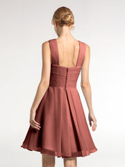 Cross Front Empire Waist Short Bridesmaid Dress Terracotta