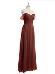 Off the Shoulder Sweetheart Neck Tulle Dress Terracotta