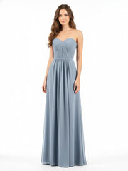 Strapless Bridesmaid Dress with Sweetheart Neck Dusty Blue