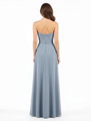 Strapless Bridesmaid Dress with Sweetheart Neck Dusty Blue